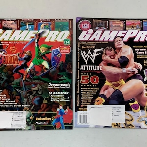 Lot of 2 Vintage GamePro magazines from 1999: January 1999 (#124 with Zelda) & March 1999 (#126 with WWF WWE The Rock)