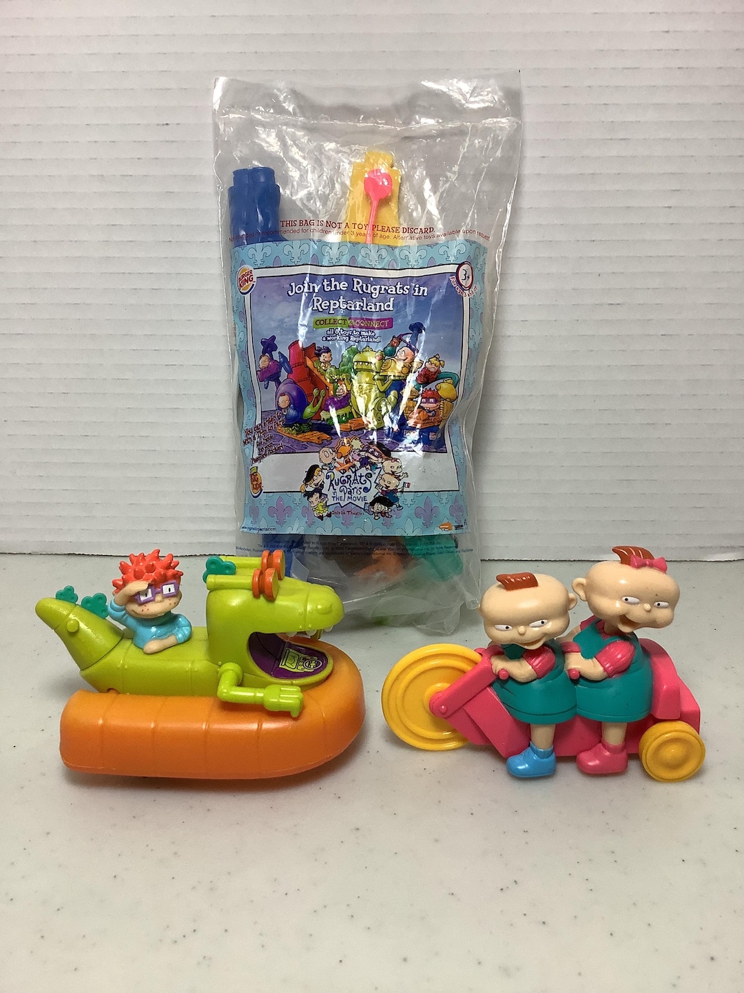 Vintage Rugrats Burger King Toys: Reptar, Chuckie, Phil Lil (set