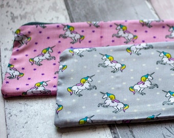 Unicorn Pencil Case, Zipper Pouch, Cotton Pencil Case, Unicorn Fabric, Mythical Creatures Gift, Cosmetic Purse, Student Gifts