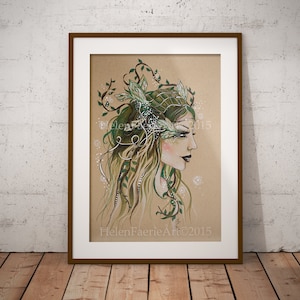 Woodland Fairy Art Print Fantasy Greeting Card Home Decor Poster Wall Print Ready To Frame Green Nature Faery Forest Lover Gifts A3 28 x 40 cm Print