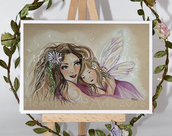 Fairy Art Card - Motherhood - Daughter - New Mummy Celebration - Wall Art Print - Ready To Frame - All Occasion Card - Mother Daughter Gift