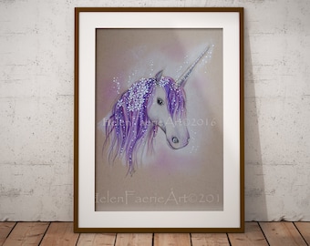 Unicorn Art Print - Birthday Greeting Card - Home Wall Poster - Magical Fantasy Art - Occasion Cards - Mythical Creatures - Nursery Decor