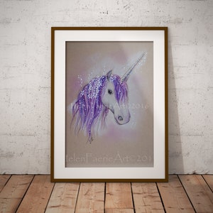 Unicorn Art Print Birthday Greeting Card Home Wall Poster Magical Fantasy Art Occasion Cards Mythical Creatures Nursery Decor image 1