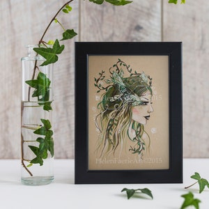 Woodland Fairy Art Print Fantasy Greeting Card Home Decor Poster Wall Print Ready To Frame Green Nature Faery Forest Lover Gifts image 2