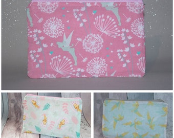 Fairy Pencil Case - Magic Faery - Pink Fairies Accessories - Cotton Zipper Pouch - Handmade Small Purse - Stationary Addict - Gifts