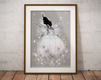 Ballerina Fairy Magic Print - Ballet Dancer - Nursery Illustration - Home Decor - Wall Art - Greeting Card - All Occasion Card - Unmounted