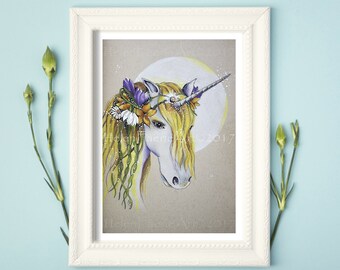 Unicorn Art Print - Notepad - Greeting Card - Small Birthday Card - All Occasion Cards - Mythical Creatures - Fantasy Illustration