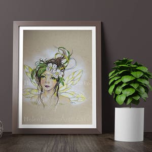 Woodland Fairy Art Print Ready to Frame Garden Tree Forest Nursery Print Flower Blossom Fairies Hawthorn Tree image 5