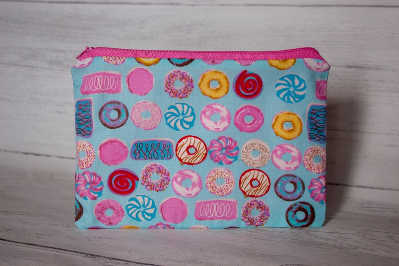 Doughnuts Fabric Stationary Addict Sweetie Lover Kawaii Style Pencil Case Handmade Cotton Purse Pink Sweets Zipper Pouch