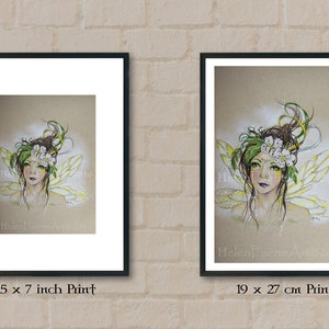 Woodland Fairy Art Print Ready to Frame Garden Tree Forest Nursery Print Flower Blossom Fairies Hawthorn Tree image 2