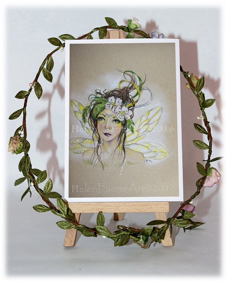 Woodland Fairy Art Print Ready to Frame Garden Tree Forest Nursery Print Flower Blossom Fairies Hawthorn Tree image 3