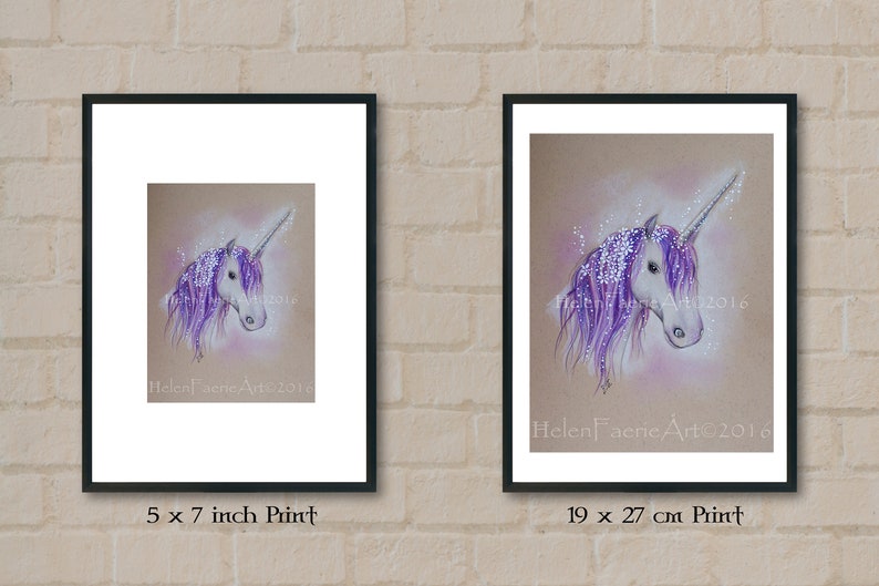 Unicorn Art Print Birthday Greeting Card Home Wall Poster Magical Fantasy Art Occasion Cards Mythical Creatures Nursery Decor image 2