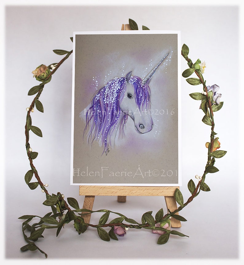 Unicorn Art Print Birthday Greeting Card Home Wall Poster Magical Fantasy Art Occasion Cards Mythical Creatures Nursery Decor image 3