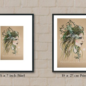 Woodland Fairy Art Print Fantasy Greeting Card Home Decor Poster Wall Print Ready To Frame Green Nature Faery Forest Lover Gifts image 3