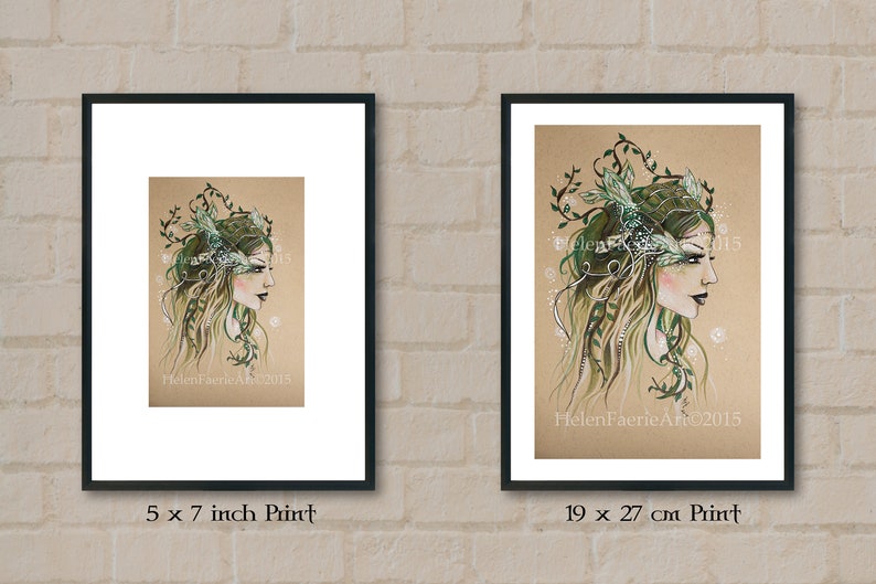 Woodland Fairy Art Print Fantasy Greeting Card Home Decor Poster Wall Print Ready To Frame Green Nature Faery Forest Lover Gifts image 3