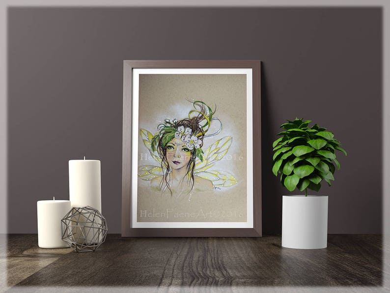 Woodland Fairy Art Print Ready to Frame Garden Tree Forest Nursery Print Flower Blossom Fairies Hawthorn Tree image 5