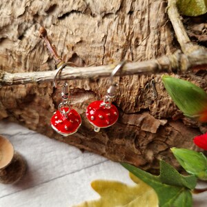 Red Agaric Mushroom Silver Earrings 3D Woodland Jewellery Wild Fungi Fungus Metal Forest Charm Nature Lover Autumnal Gift image 7