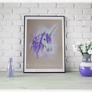 Unicorn Art Print Birthday Greeting Card Home Wall Poster Magical Fantasy Art Occasion Cards Mythical Creatures Nursery Decor image 5