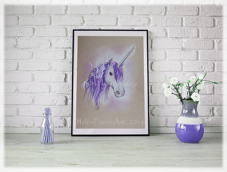 Unicorn Art Print Birthday Greeting Card Home Wall Poster Magical Fantasy Art Occasion Cards Mythical Creatures Nursery Decor image 5