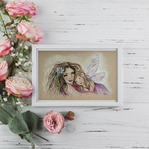 Fairy Art Card Motherhood Daughter New Mummy Celebration Wall Art Print Ready To Frame All Occasion Card Mother Daughter Gift image 2