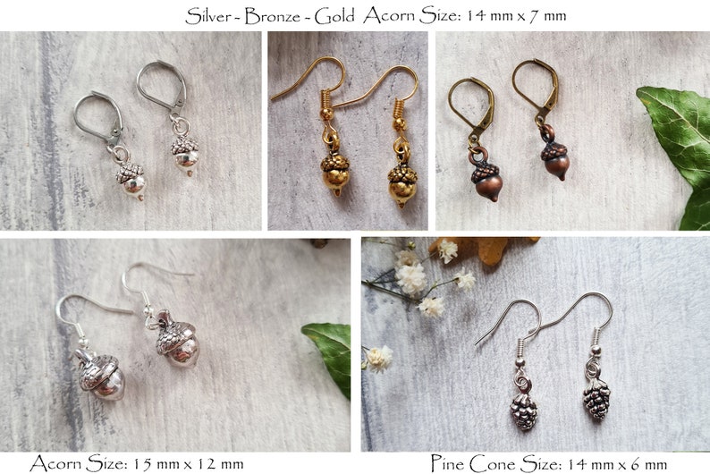 Acorn Woodland Drop Earrings English Oak Tree Pine Cones Bronze Jewellery Forest Magical Lover Celtic Symbols British Trees Love image 7