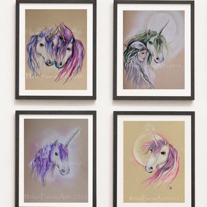 Unicorn Art Print Mythical Print Sets Illustration Wall Poster Nursery Decor Ready to Frame Greeting Card Set Fantasy Creatures image 4