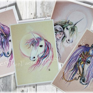 Unicorn Art Print Mythical Print Sets Illustration Wall Poster Nursery Decor Ready to Frame Greeting Card Set Fantasy Creatures image 1