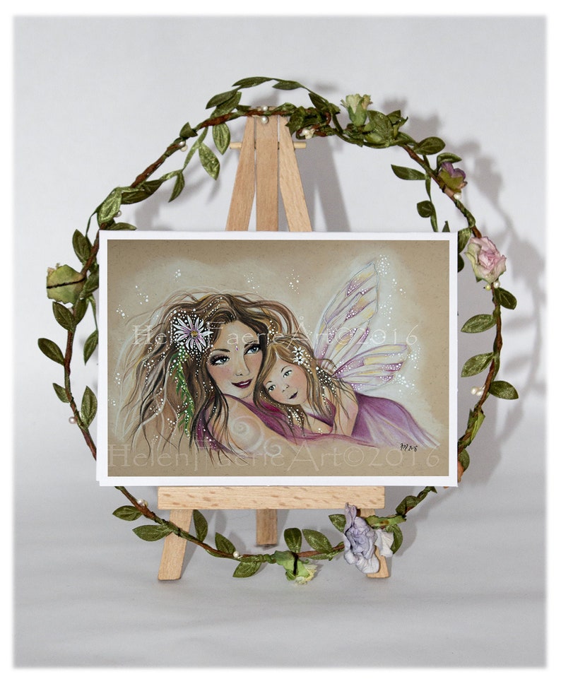 Fairy Art Card Motherhood Daughter New Mummy Celebration Wall Art Print Ready To Frame All Occasion Card Mother Daughter Gift image 1