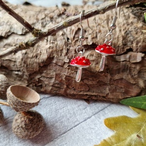 Red Agaric Mushroom Silver Earrings 3D Woodland Jewellery Wild Fungi Fungus Metal Forest Charm Nature Lover Autumnal Gift image 8