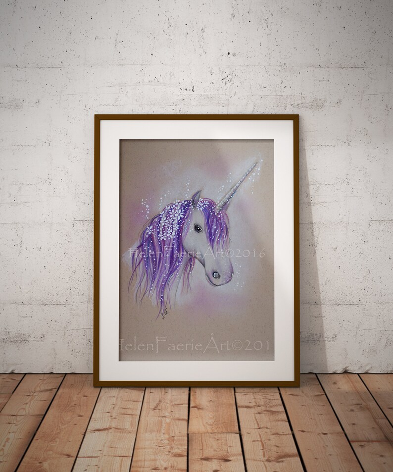 Unicorn Art Print Birthday Greeting Card Home Wall Poster Magical Fantasy Art Occasion Cards Mythical Creatures Nursery Decor image 1