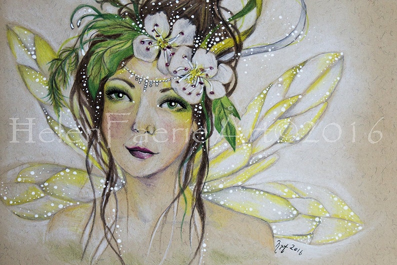 Woodland Fairy Art Print Ready to Frame Garden Tree Forest Nursery Print Flower Blossom Fairies Hawthorn Tree image 7