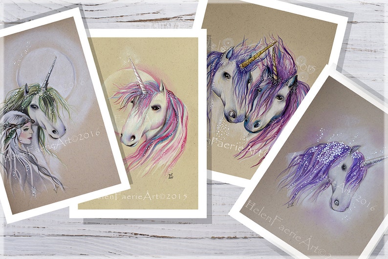 Unicorn Art Print Birthday Greeting Card Home Wall Poster Magical Fantasy Art Occasion Cards Mythical Creatures Nursery Decor image 6