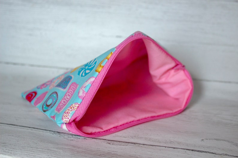Doughnuts Fabric Stationary Addict Sweetie Lover Kawaii Style Pencil Case Handmade Cotton Purse Pink Sweets Zipper Pouch