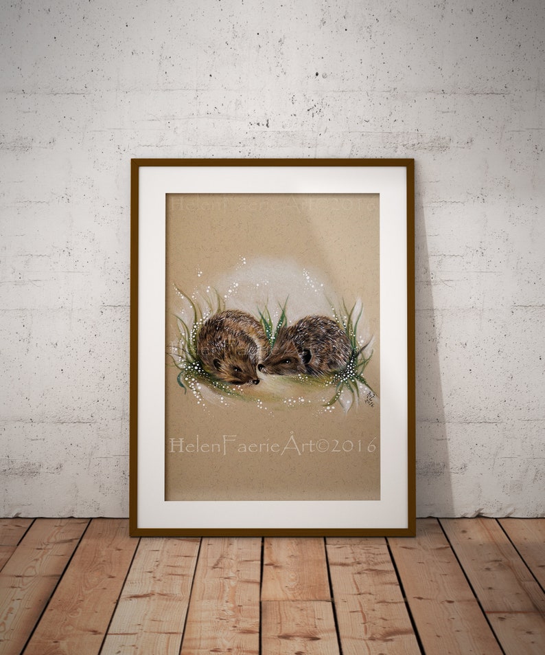 Hedgehog Wall Art Print Wild Animal Woodland Home Decor Natuurliefhebber Geschenken Klaar om te framen Handgemaakte wenskaart Kwekerij Poster afbeelding 1