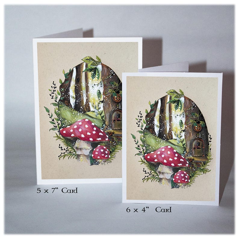Fairy Red Mushroom Art Print Fly Agaric Fungi Faery Forest Blank Greeting Card Occasion Card Magical Woodland Illustrated Art image 5