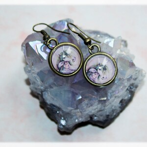 Cute Unicorn Art Earrings Mythical Creatures Gift Ear Wire Earrings Handmade Accessories Birthday Jewellery For Women C - Faery & Unicorn