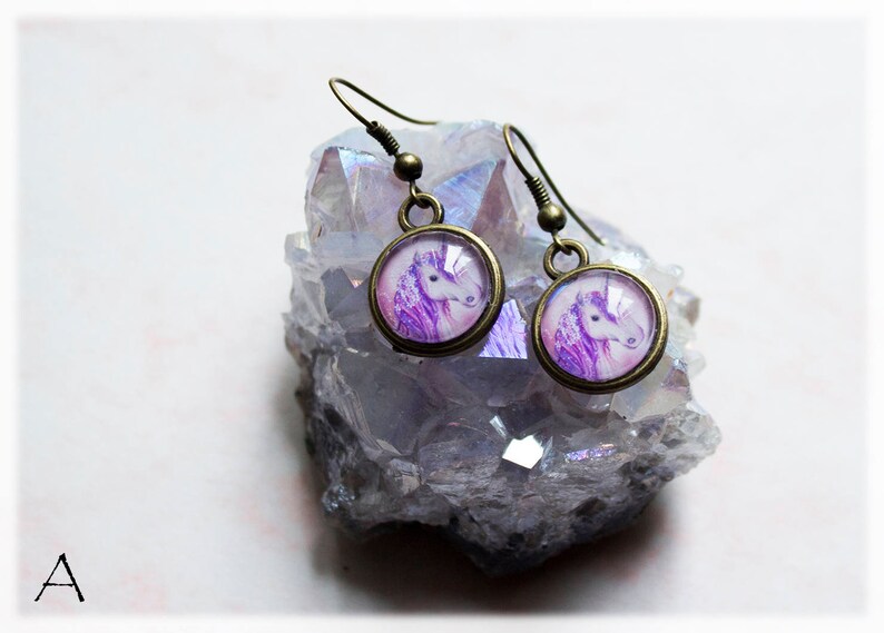 Cute Unicorn Art Earrings Mythical Creatures Gift Ear Wire Earrings Handmade Accessories Birthday Jewellery For Women A - Lilac Dreaming
