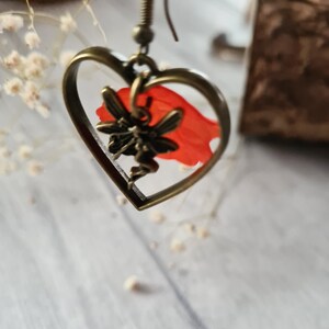 Bronze Fairy Heart Earrings Autumnal Leaves Woodland Forest Jewellery Drop Dangle Earrings Magical Jewellery Handmade Autumn Gift image 6