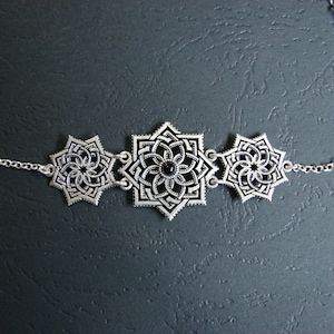 Armenian Ethnic Style Bracelet with eight pointed stars charms, Sterling Silver 925 Bracelet, Armenian Handmade Jewelry, Gift for Her image 1