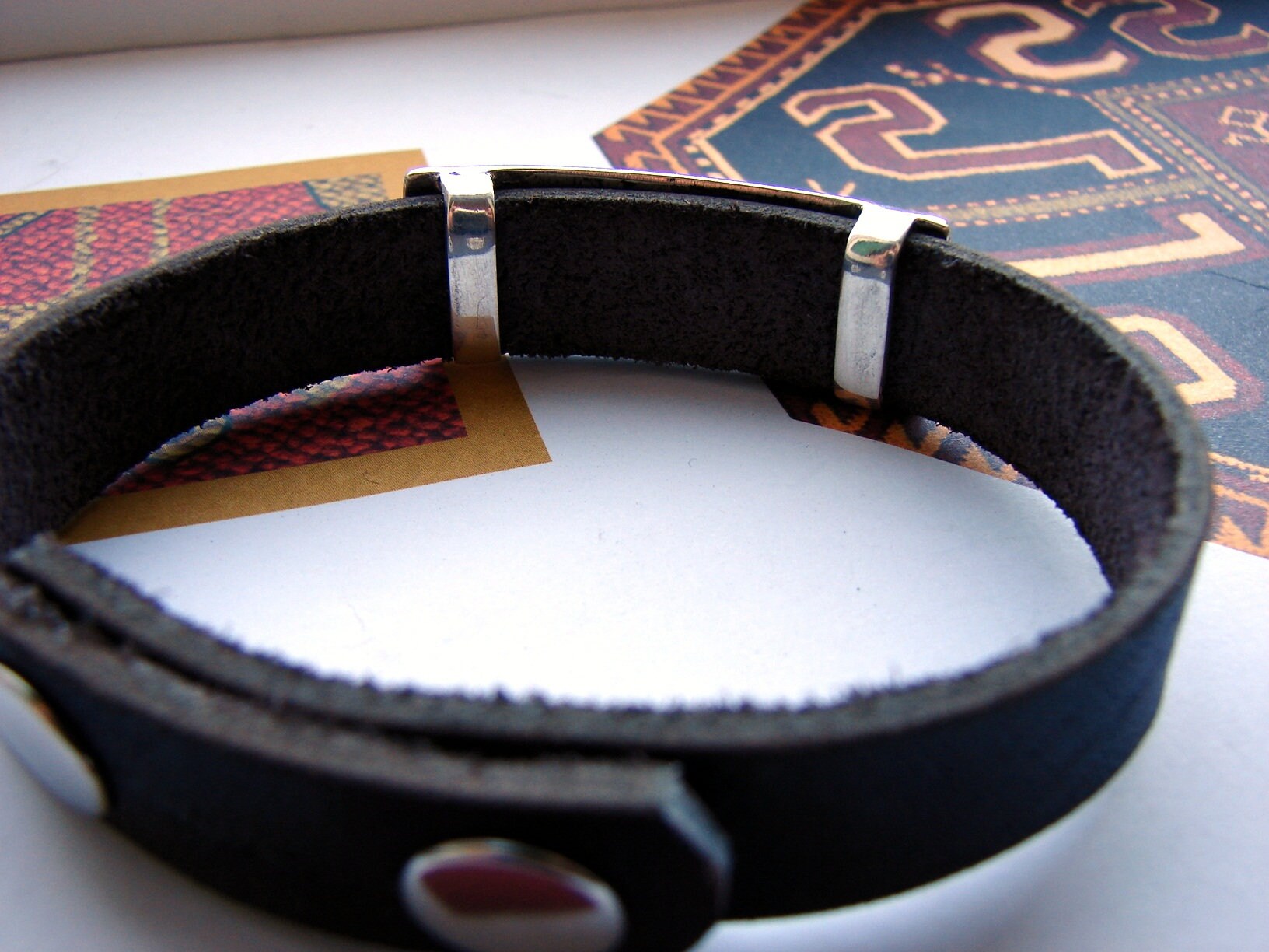 Leather & Silver Bracelet for Men and Women Genuine Leather | Etsy