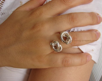 Original Ring with Knots, Sterling Silver 925, Unusual Ring, Promise Ring, Gift for Her, Open Ring, Armenian Handmade Jewelry