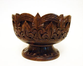 Bol en bois naturel sculpté à la main, vase à fruits ou à bonbons, décoration d'intérieur de style rustique, arménien fait main-md