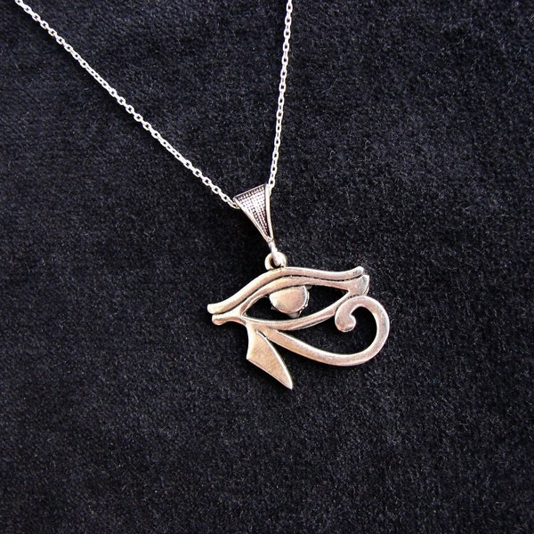 Pendant Eye of Horus Ra Egyptian Amulet Sterling Silver 925, Silver Chain as a Gift - Handmade Jewelry, Gift for Her, Gift for Him