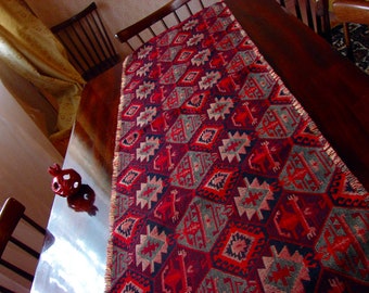 Table Runner Armenian Carpet Ornament, with 2 placemats, Ethnic Style, Rustic Home Décor