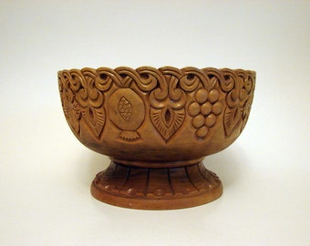 Grand bol en bois naturel sculpté à la main, vase à fruits ou à bonbons, décoration intérieure de style rustique, fait à la main arménien