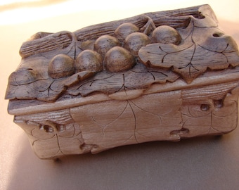 Wooden Jewelry Box Grapes Hand Carved Jewelry Chest Storage Ring Box Gift For Her Keepsake Box , Wedding Gift Armenian Handmade S and M size