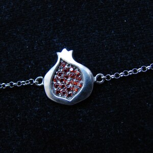 Pomegranate Bracelet 925 Sterling Silver Red Zircon, thin chain delicate bracelet Armenian Handmade Jewelry, Gift for Her image 7