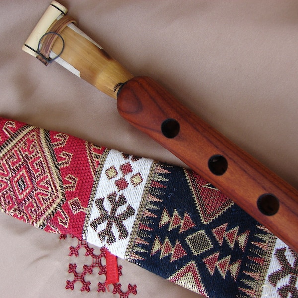 Handmade Pro Armenian Duduk in Fabric Ornament Case, made from Apricot Wood, Musical Instrument Doudouk in Key A Gift for him