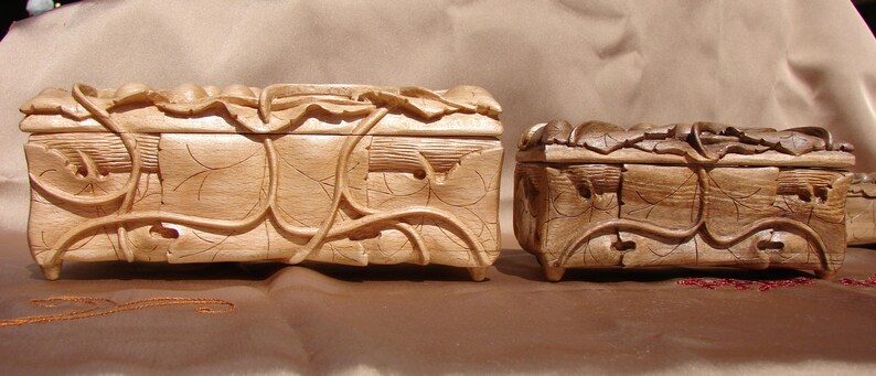 Wedding Gift Armenian Handmade S and M size Wooden Jewelry Box Grapes Hand Carved Jewelry Chest Storage Ring Box Gift For Her Keepsake Box