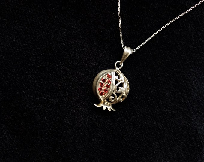 Delicate Pomegranate Necklace Sterling Silver 925, Armenian Symbol ...